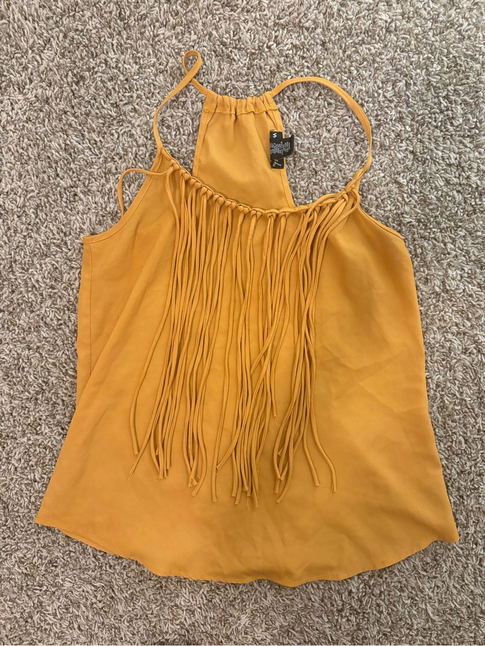 Wet Seal Mustard Fringe Halter Cami